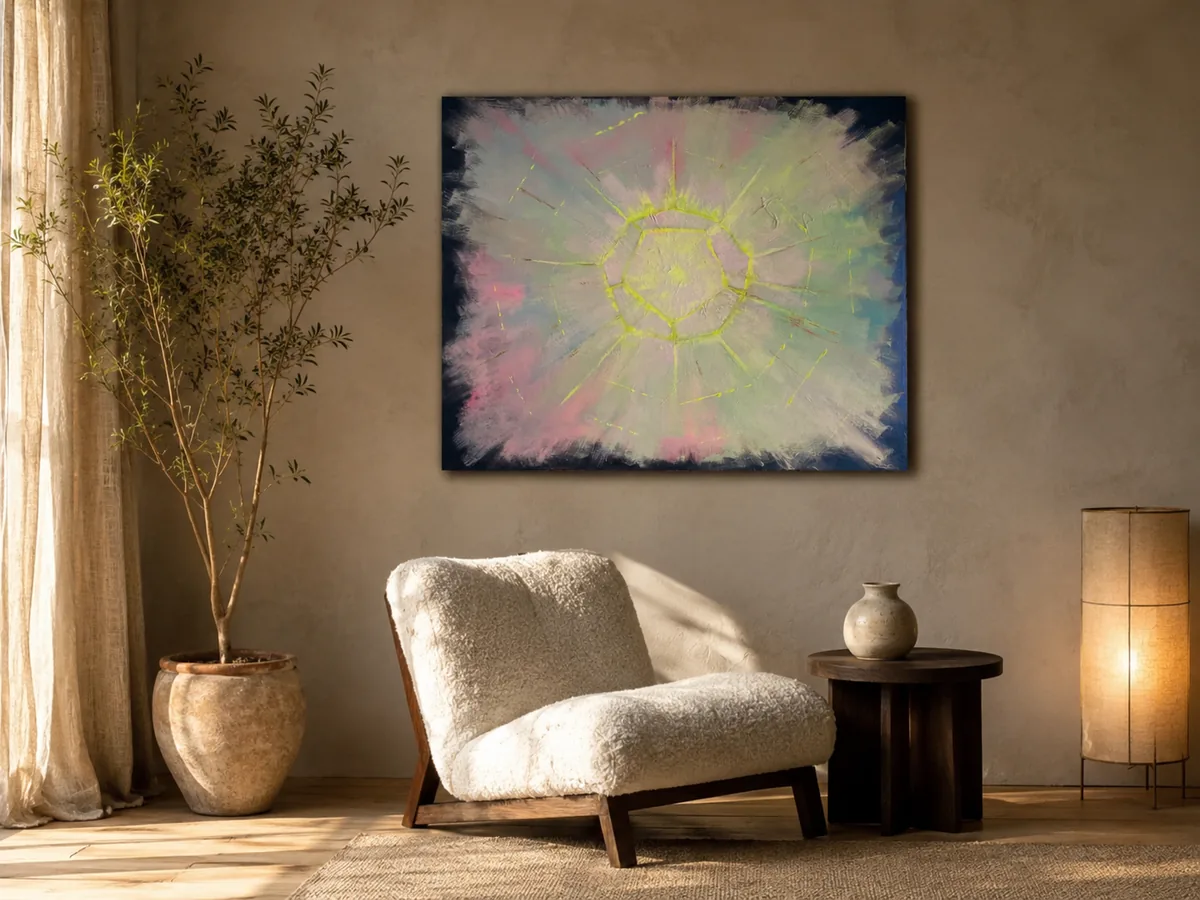 Energy painting installed in a calm interior